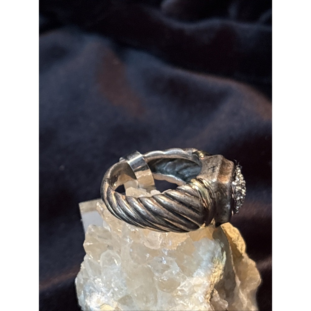 David Yurman 18K Gold Silver Noblesse Diamond Cable Ring Size 6.75 Retail $1395 - Picture 4 of 7